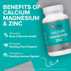 Qunol Calcium 3-in-1 label detail reveals zinc and vitamin D3 components