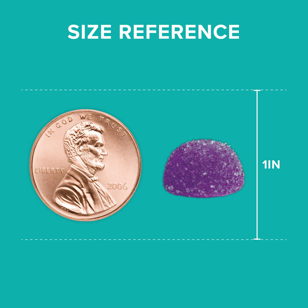 Qunol gummies close-up of berry flavor to attract everyday snacking.