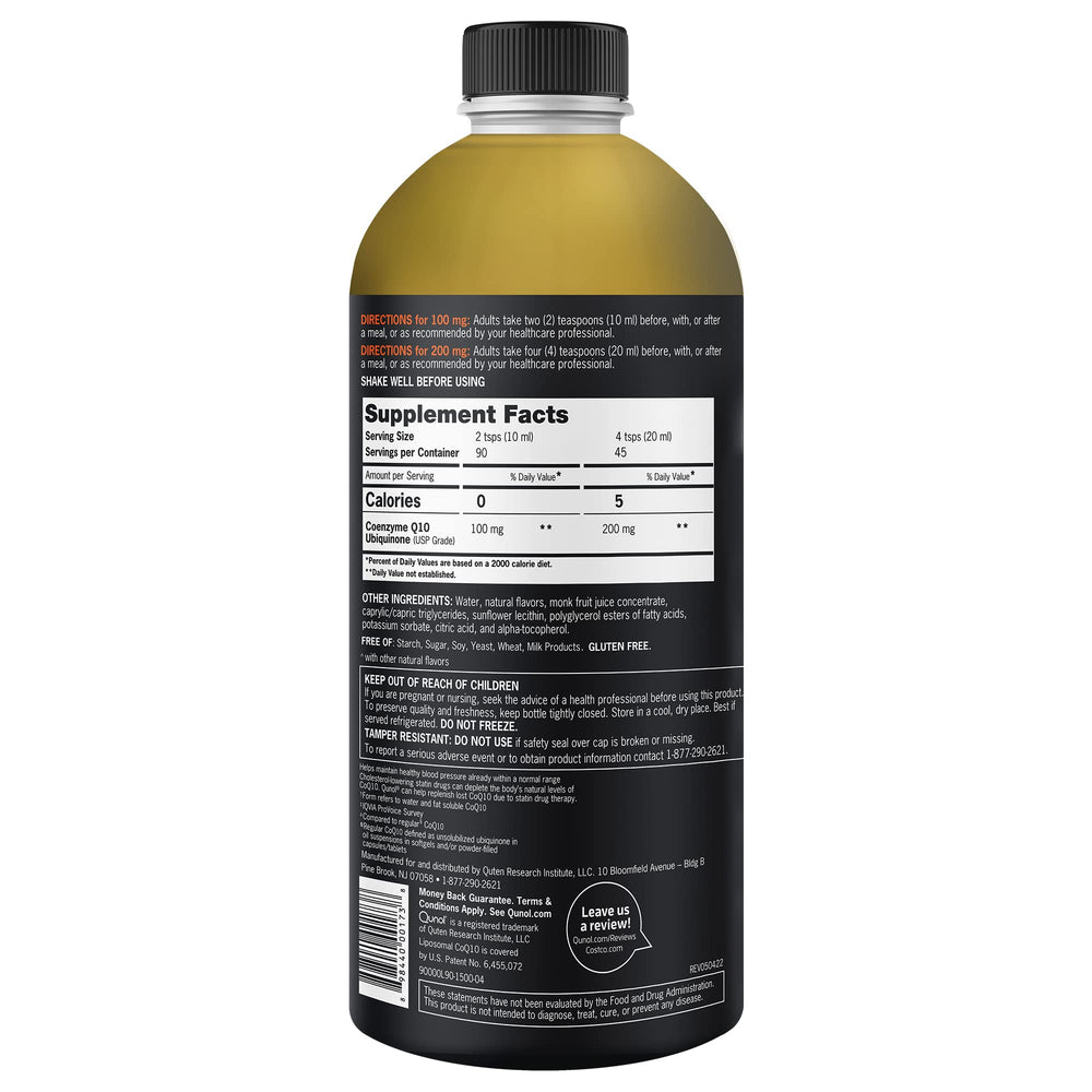 Qunol packaging beside product showing 90 servings and 30.4 oz size.