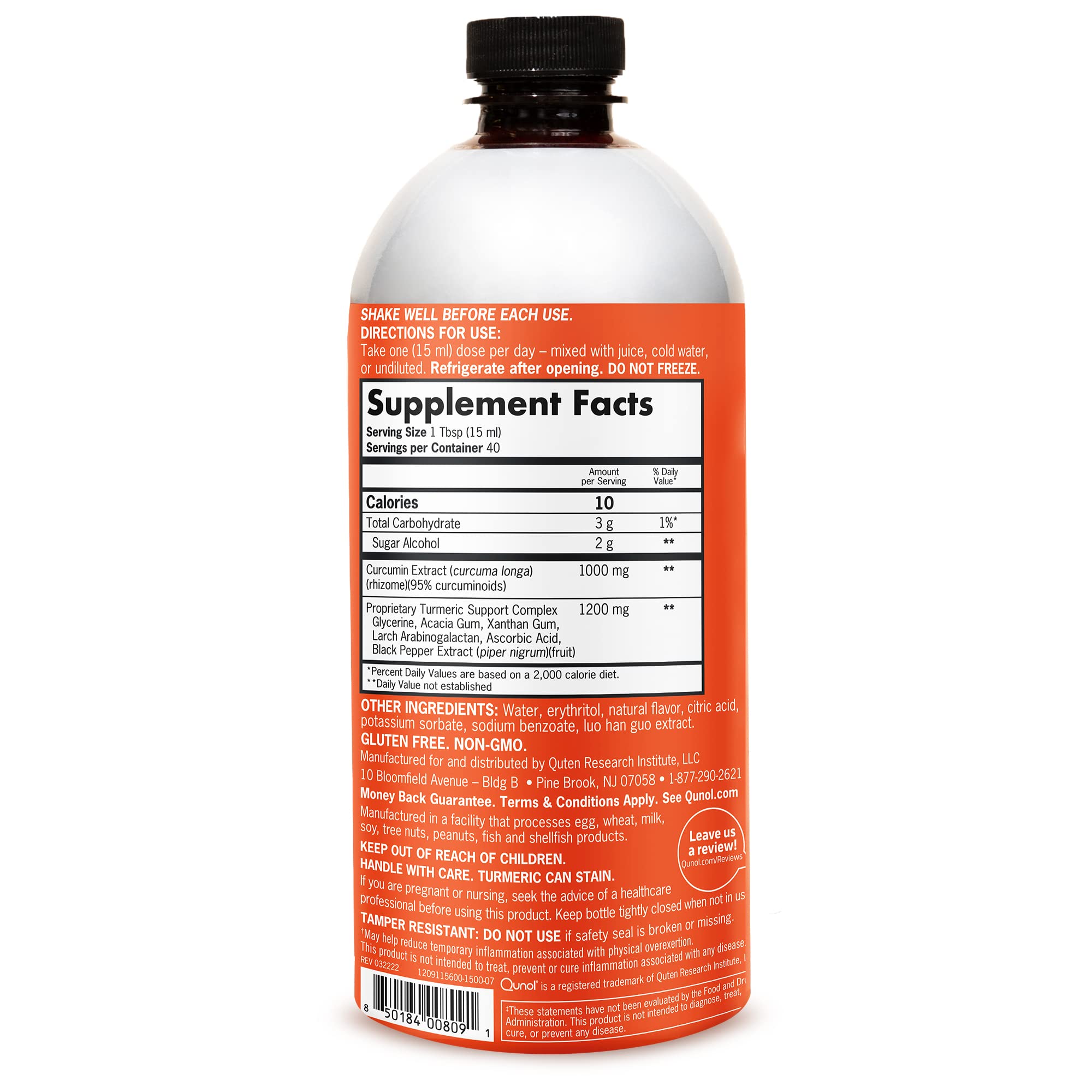 Qunol Liquid Turmeric with black pepper extract enhances absorption