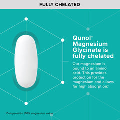 Qunol Magnesium Glycinate tablets back label and dosage details.