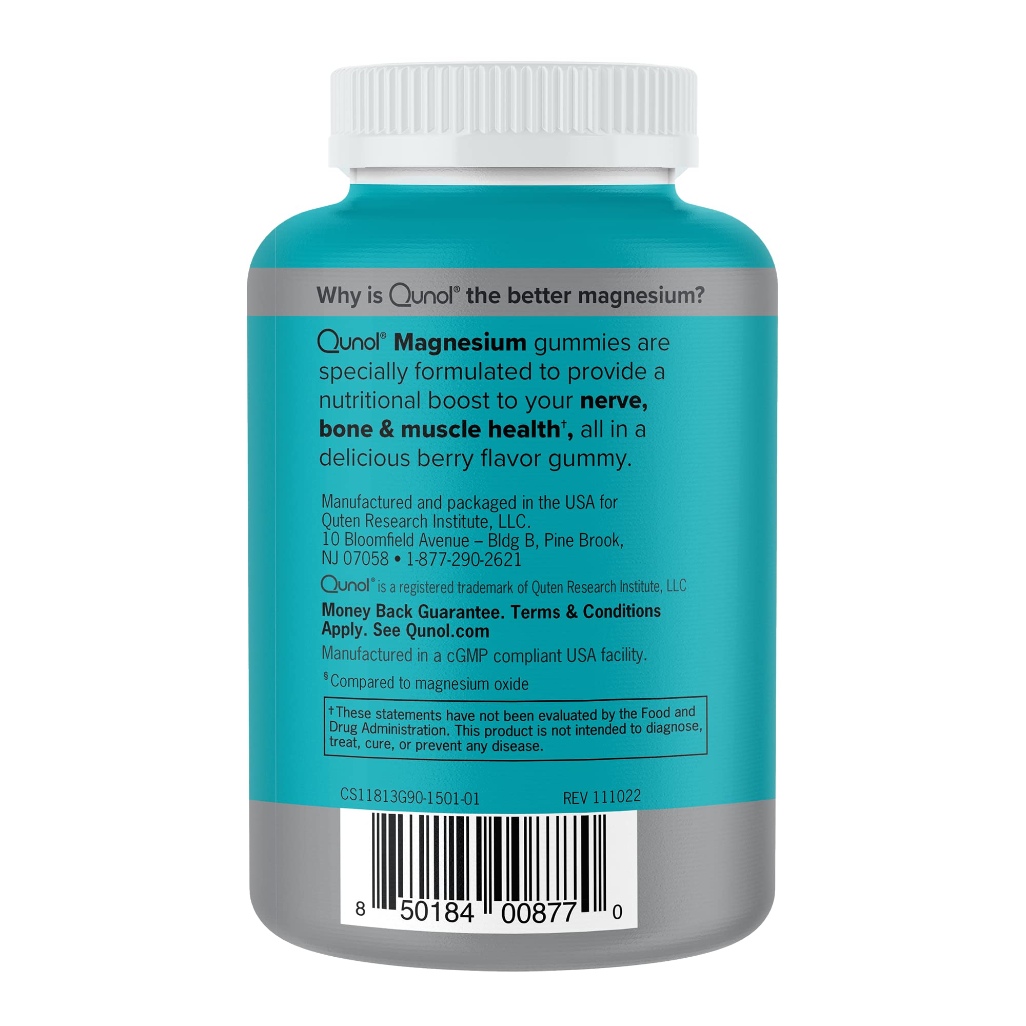 Qunol Magnesium Gummies serving size illustration for daily intake