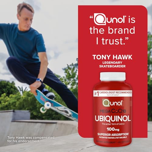 Qunol Mega Ubiquinol packaging conveys antioxidant energy support on shelf.