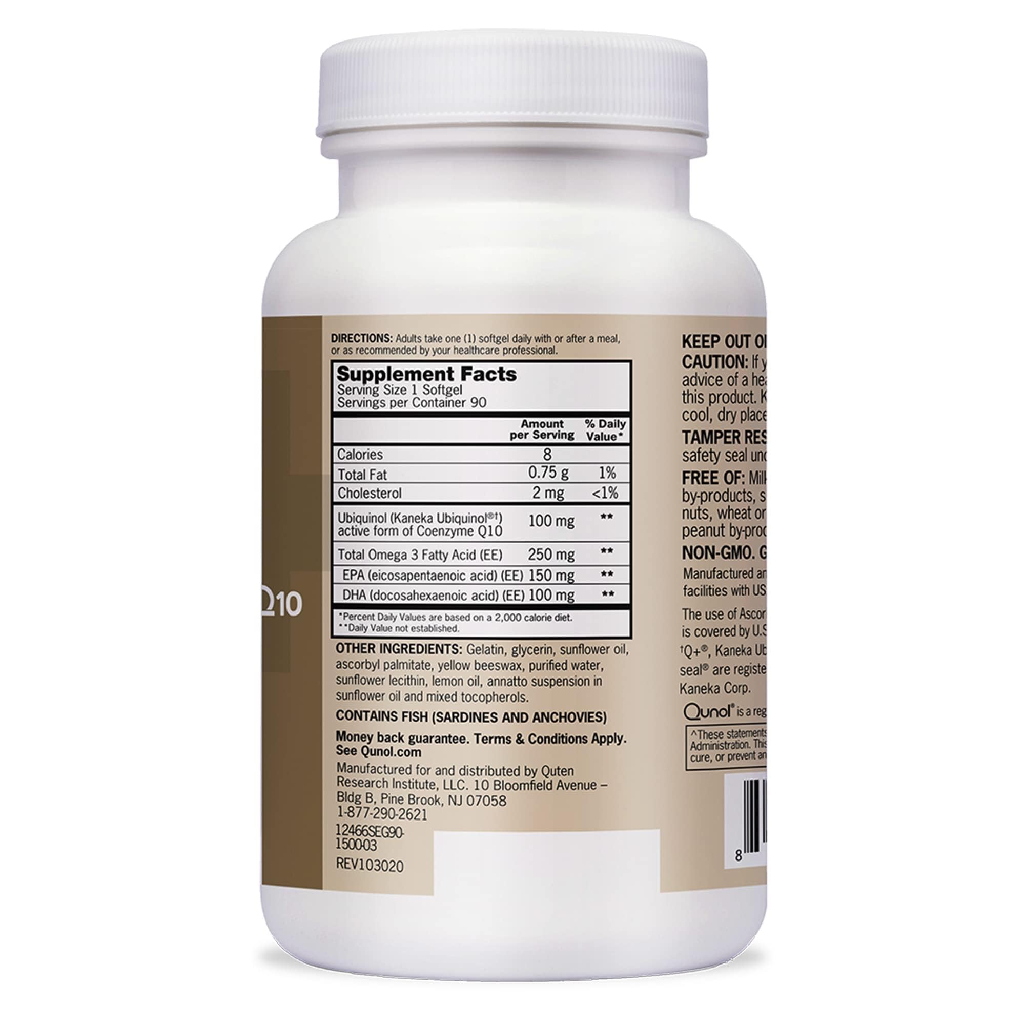 Qunol Plus health-benefits graphics illustrate antioxidant and energy support options.