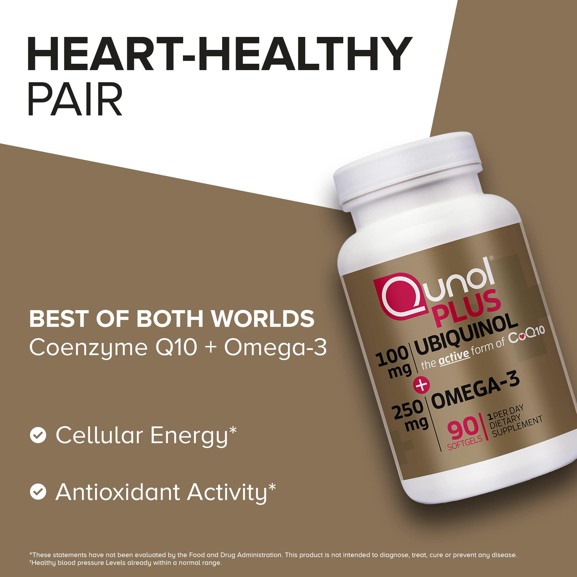 Qunol Plus nutritional facts label communicates ingredients and serving details at a glance.