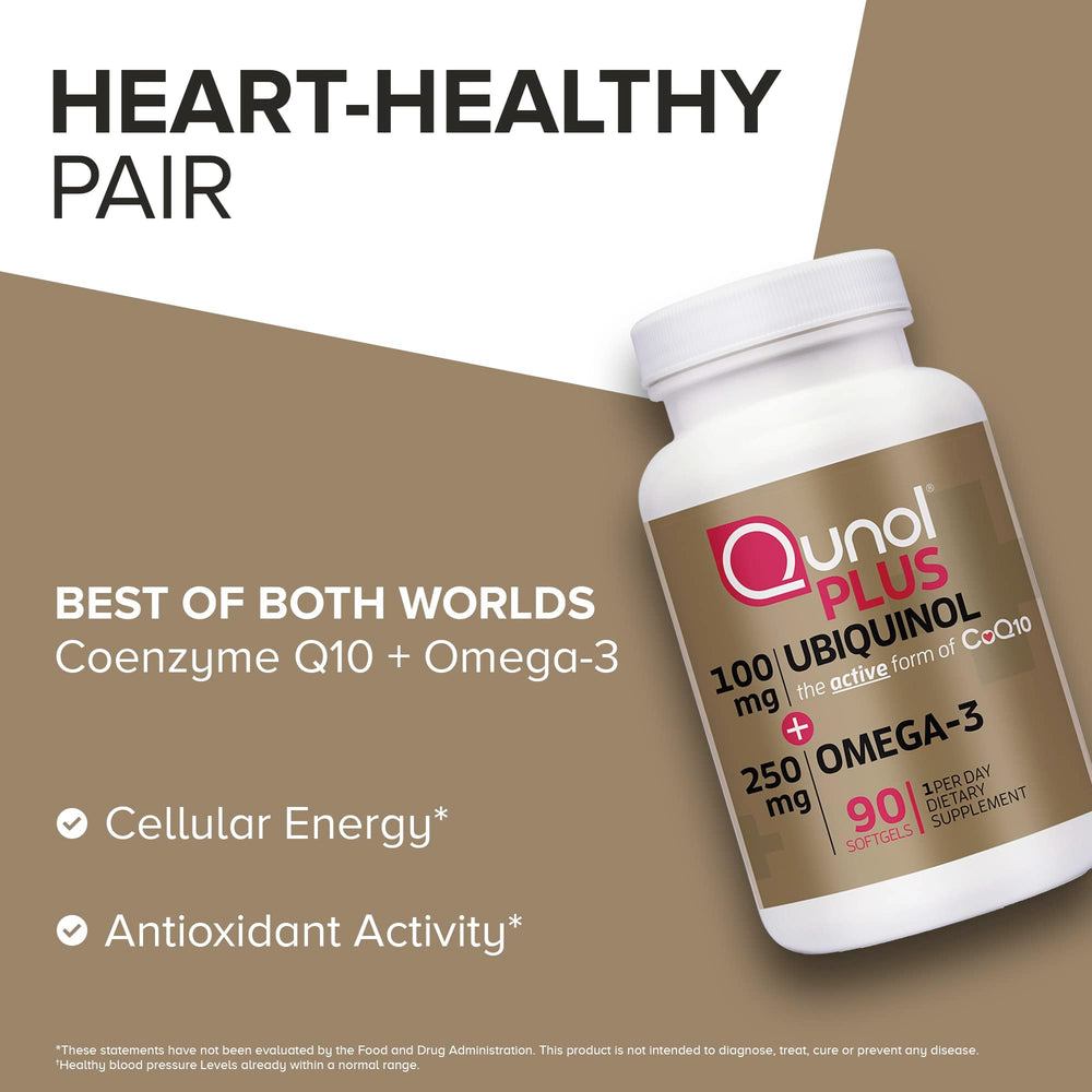 Qunol Plus nutritional facts label communicates ingredients and serving details at a glance.