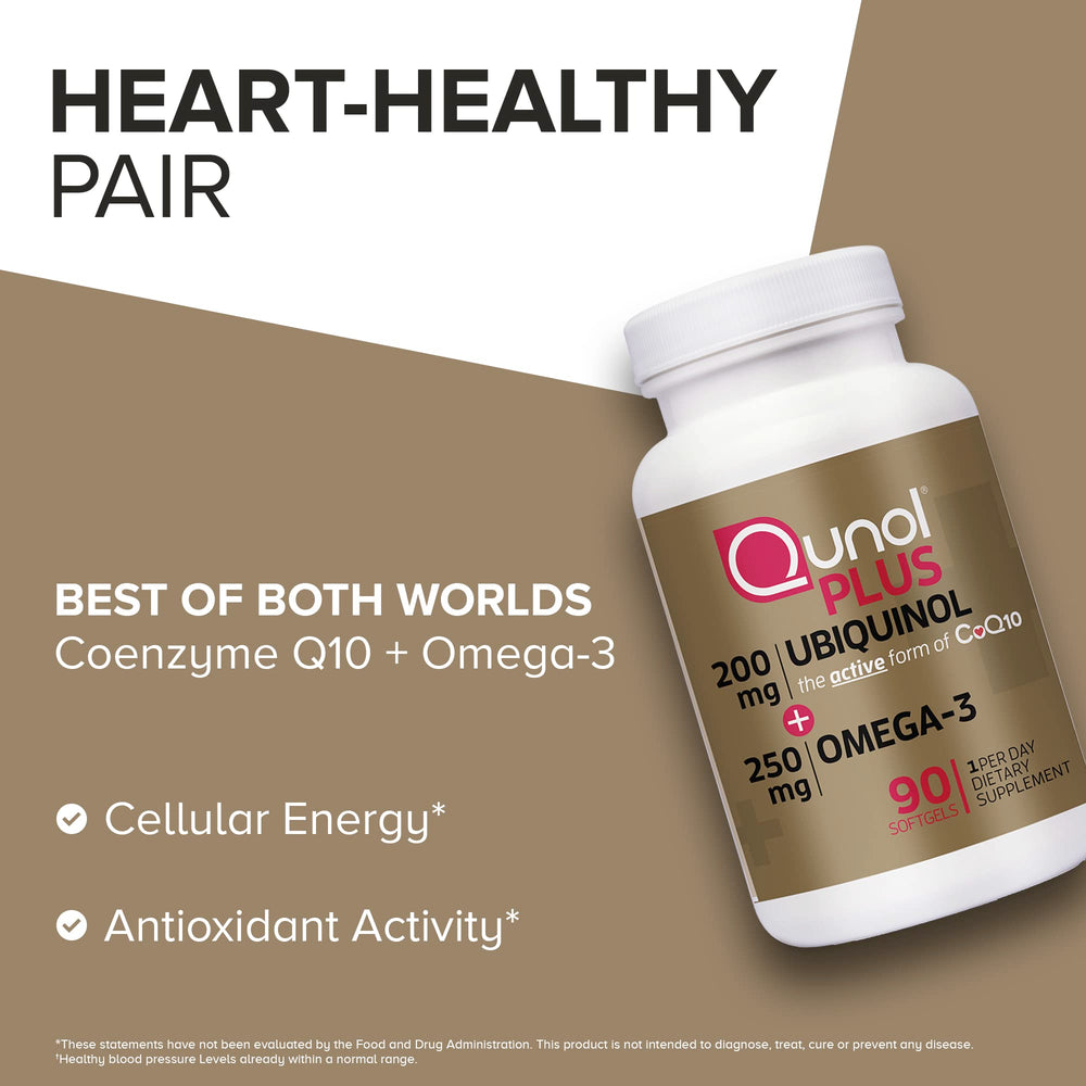 Qunol Plus packaging detail with seal and bottle cap.