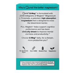 Qunol Q-Mag tablets ready-to-swallow showing easy two-tablet daily serving