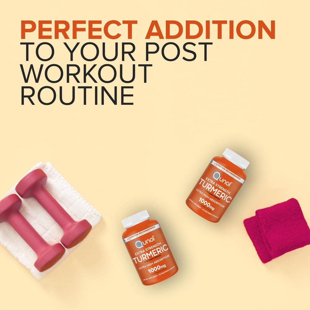 Qunol turmeric daily-use scene illustrating consistent capsule intake