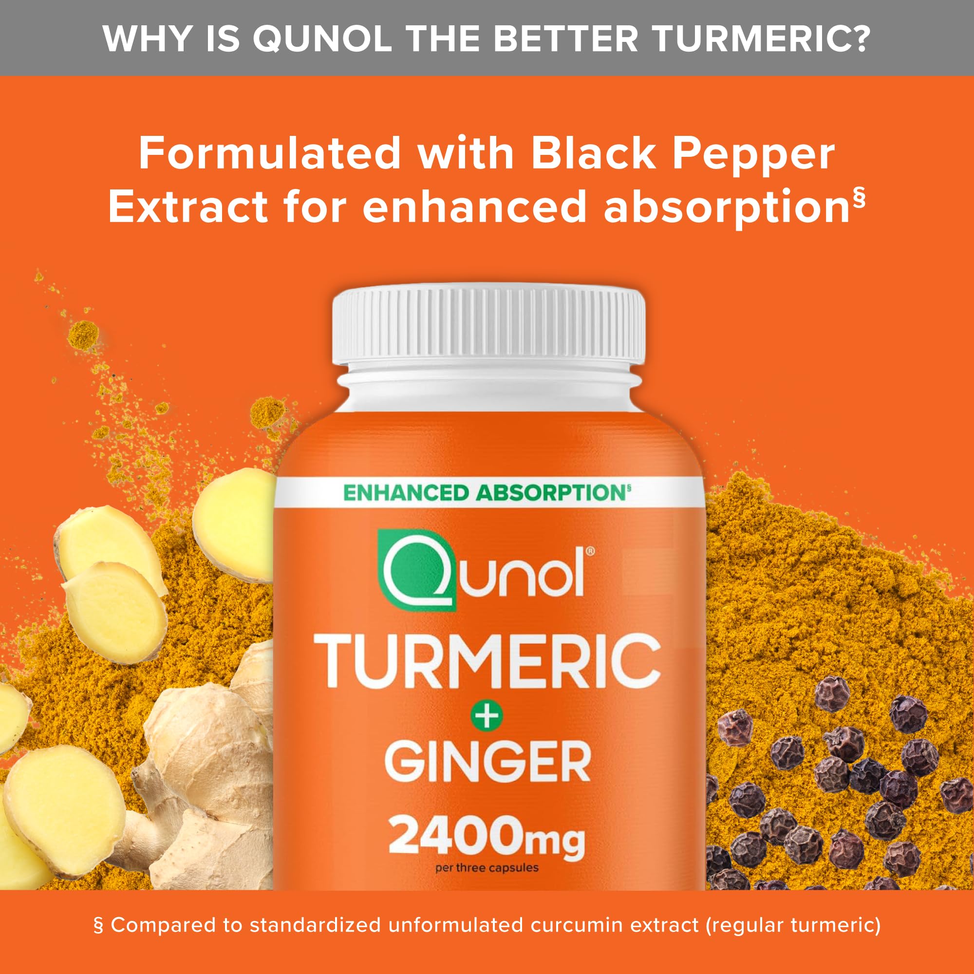 Qunol Turmeric Curcumin label close-up showing 95 percent curcuminoids
