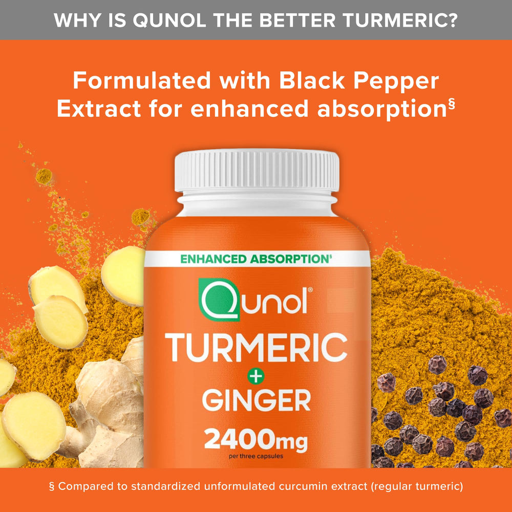 Qunol Turmeric Curcumin label close-up showing 95 percent curcuminoids