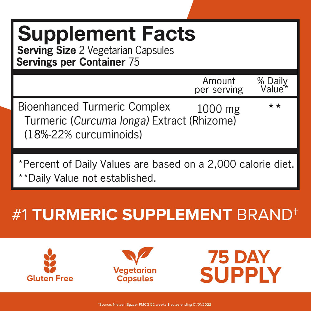 Qunol label detail emphasizes 1000 mg bioenhanced turmeric complex