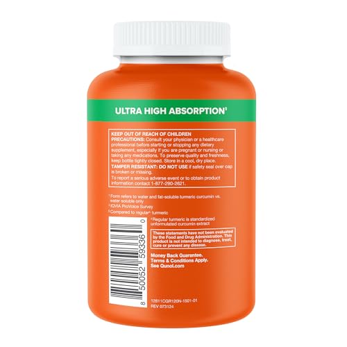Qunol Turmeric and Ginger capsules in bottle pictured for everyday wellness routine