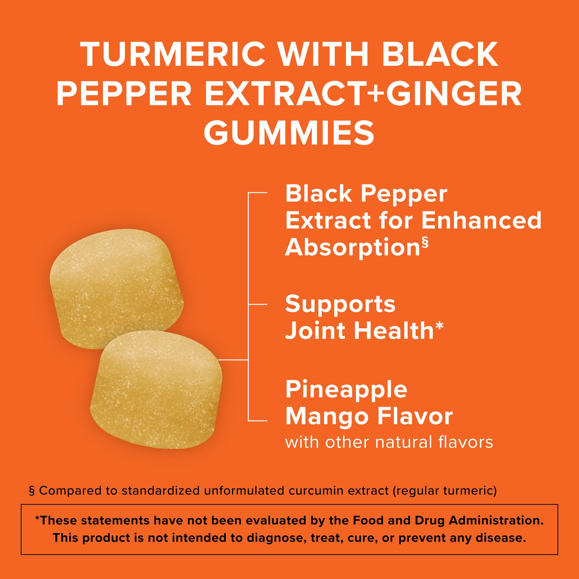 Qunol turmeric-ginger gummies highlight 95% curcuminoids for potent support.