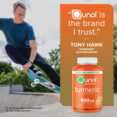Tilted Qunol Turmeric Gummies bottle for easy daily use.