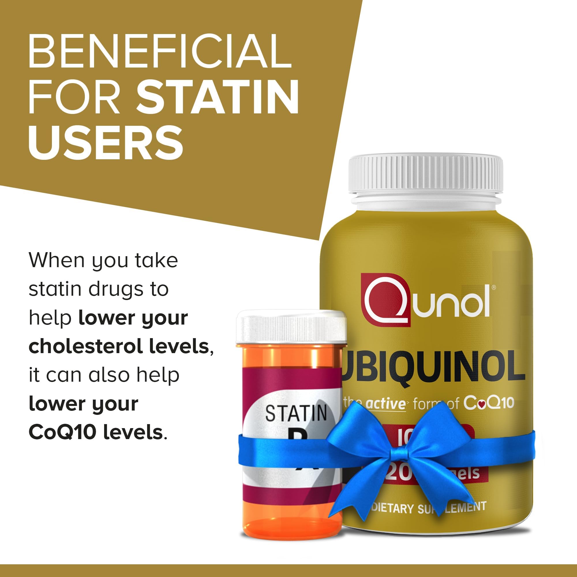 Qunol Ubiquinol bottle in hand suggesting easy daily supplementation.