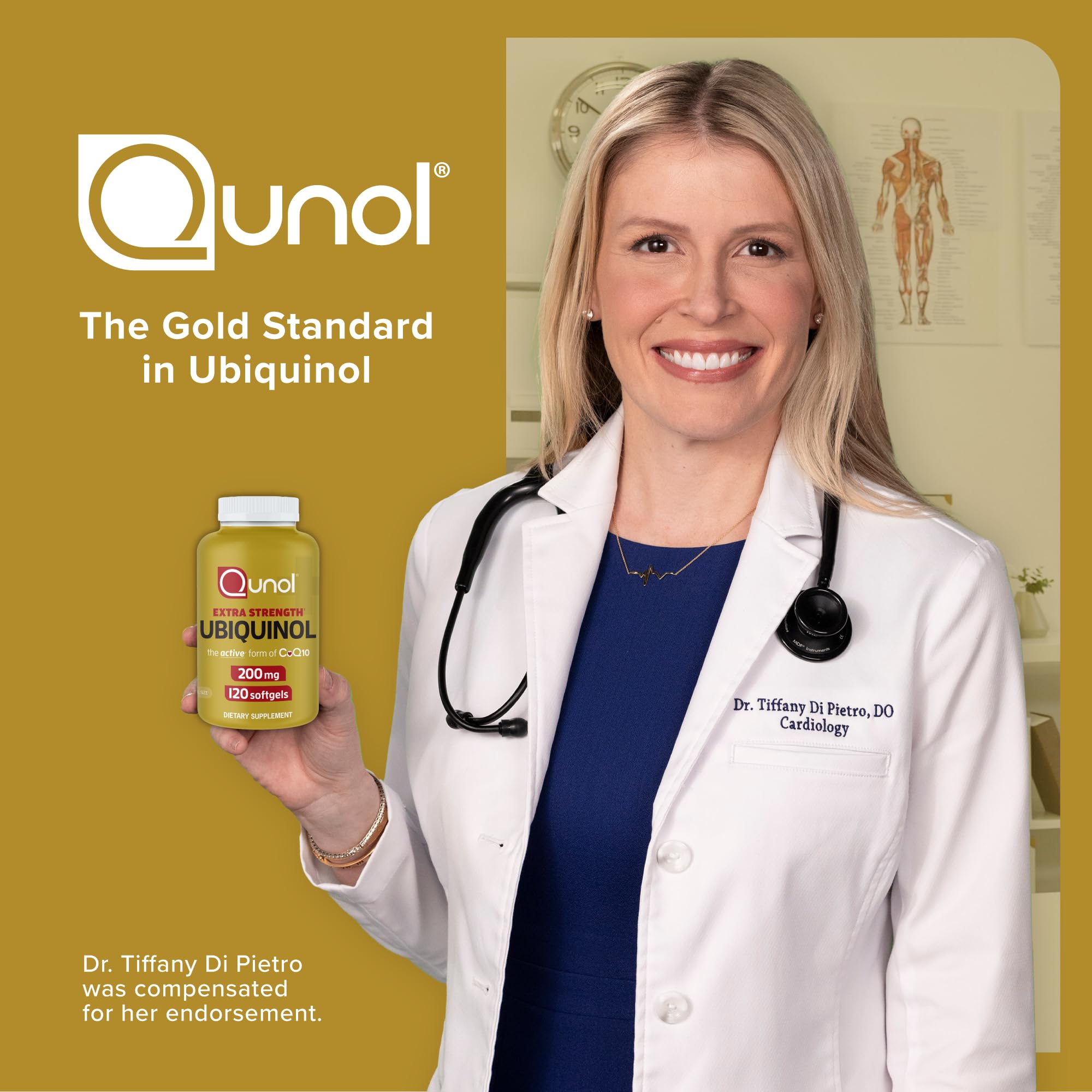 Desk setup with Qunol ubiquinol bottle for daily routine.