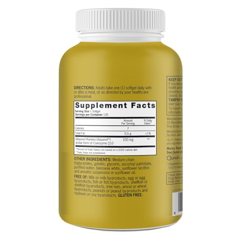Qunol Ubiquinol label detail emphasizing active form and dosage.