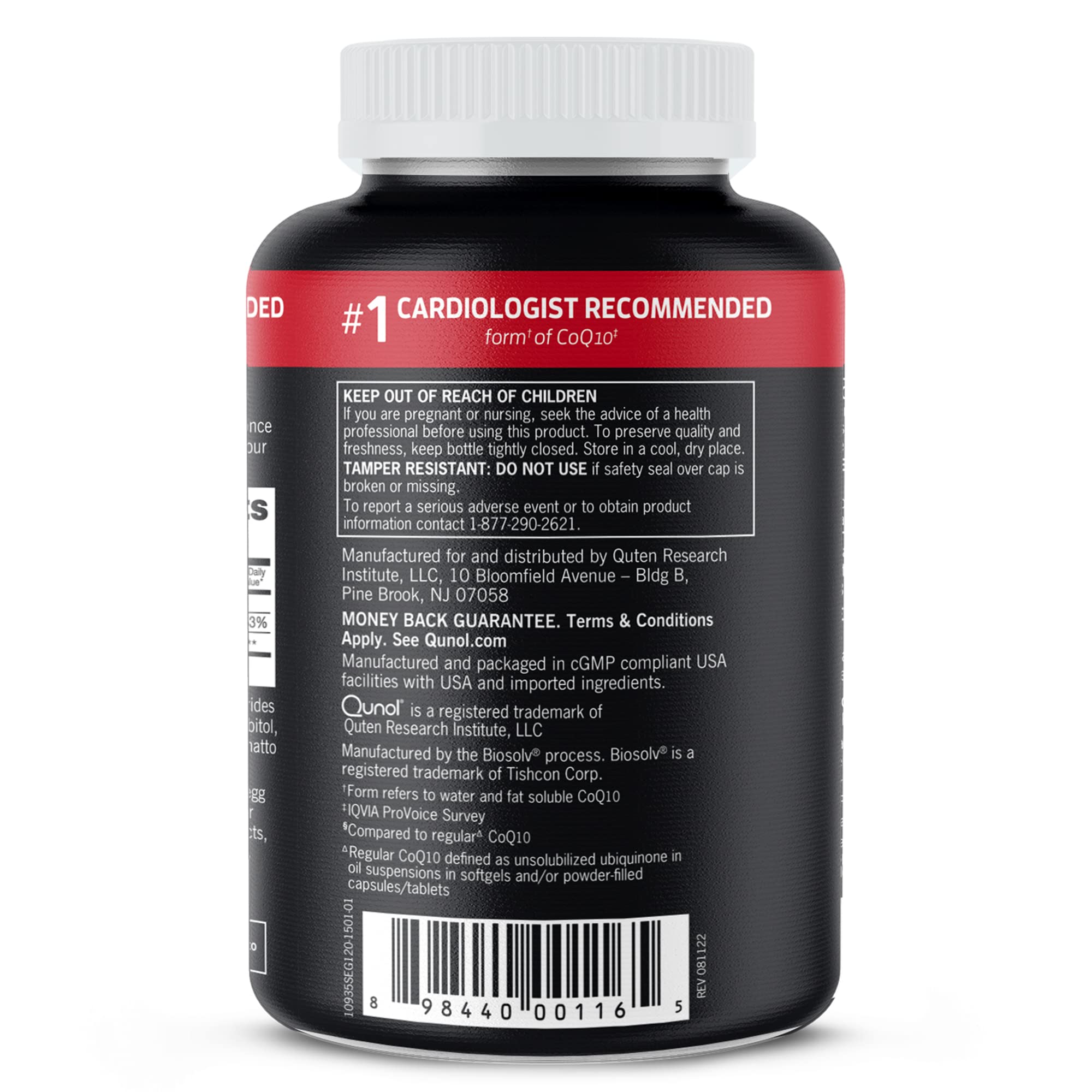 Qunol Ultra CoQ10 bottle with open cap for easy dosing.