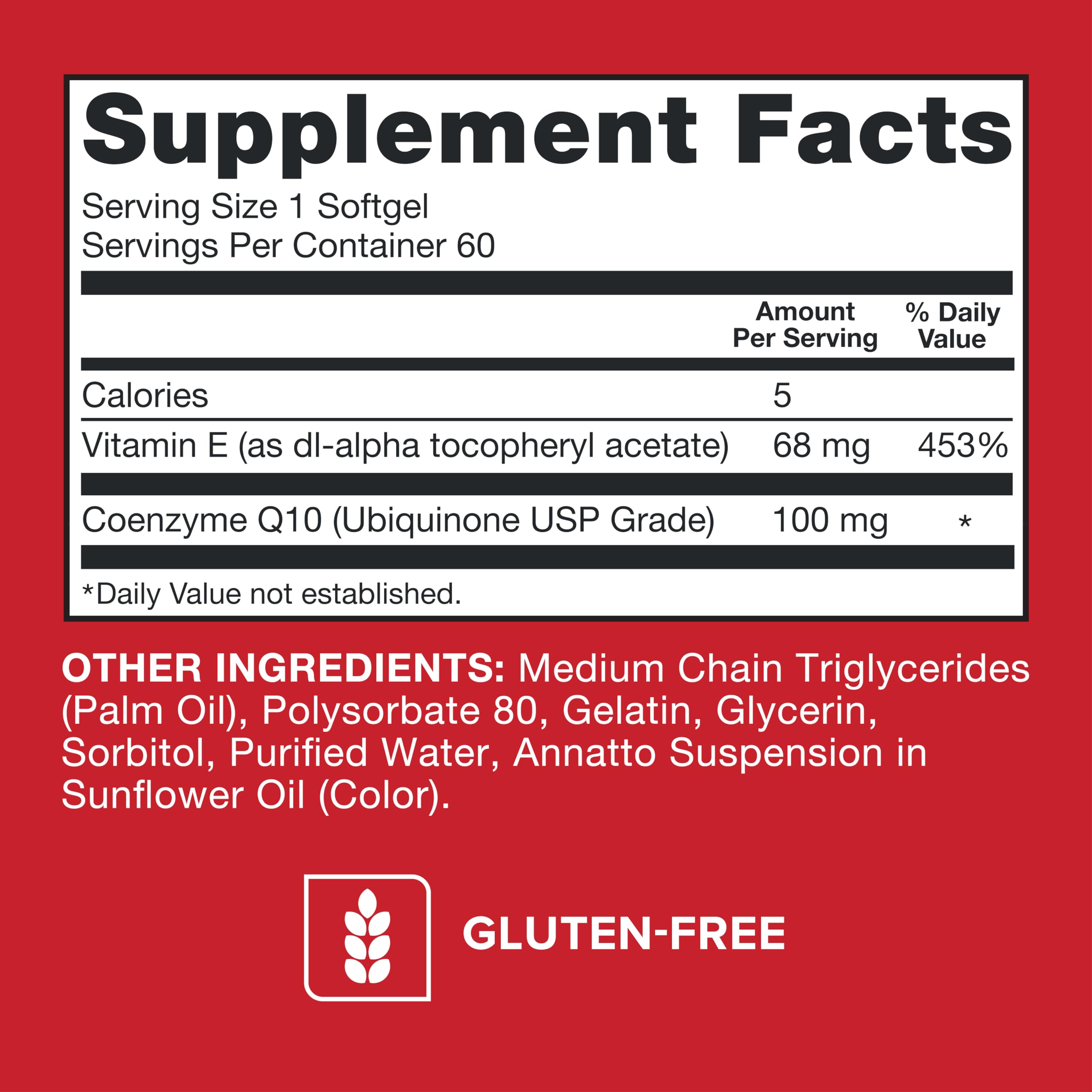 Qunol Ultra CoQ10 label front highlights 100 mg potency and water- and fat-soluble formula