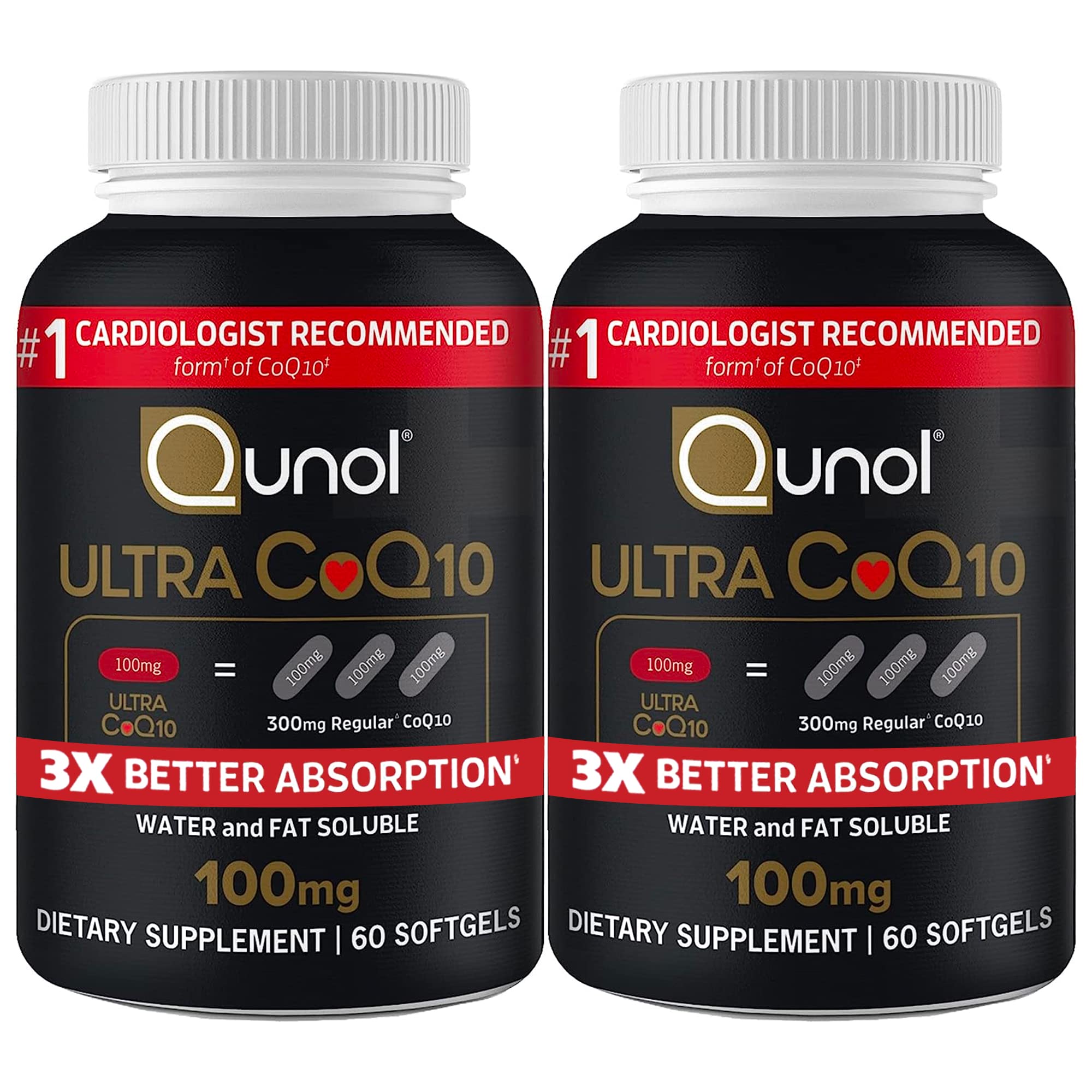 Qunol Ultra CoQ10 softgels bottle showing 120-count packaging for heart health support