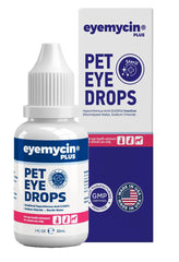 QUQU Natural EYEMYCIN bottle closeup showing gentle eye care for pets