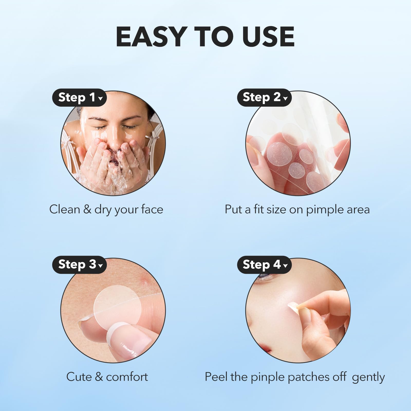 QUSTERE pimple patches applied on skin during rest for discreet healing.