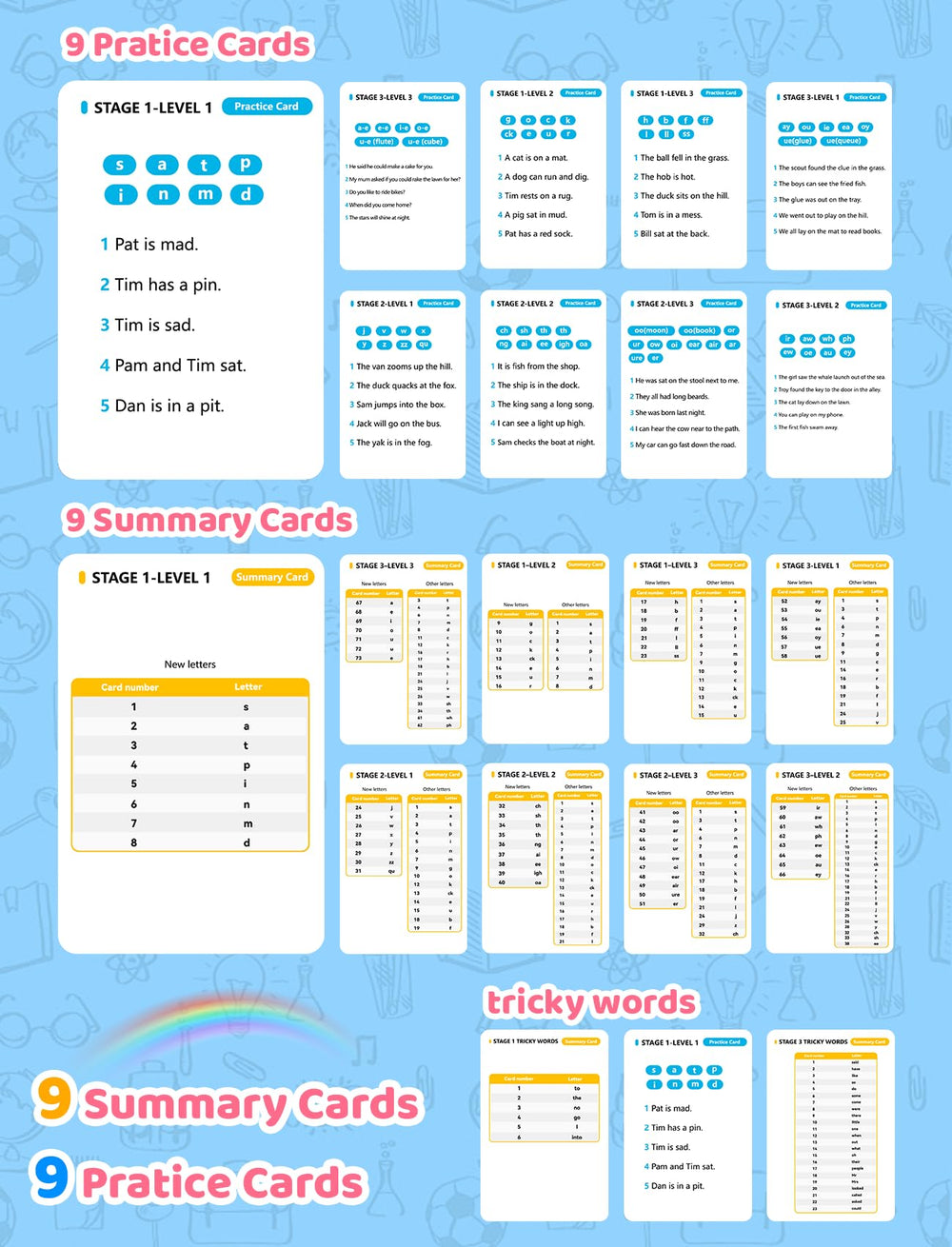 QuTZ summary cards simplify letters and combinations for quick review