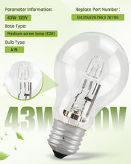 Quwfesudy clear crystal A19 bulb 43W for enclosed fixtures