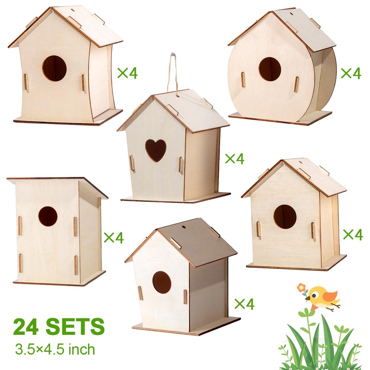 QUYSK six-shape birdhouses for creative painting and learning