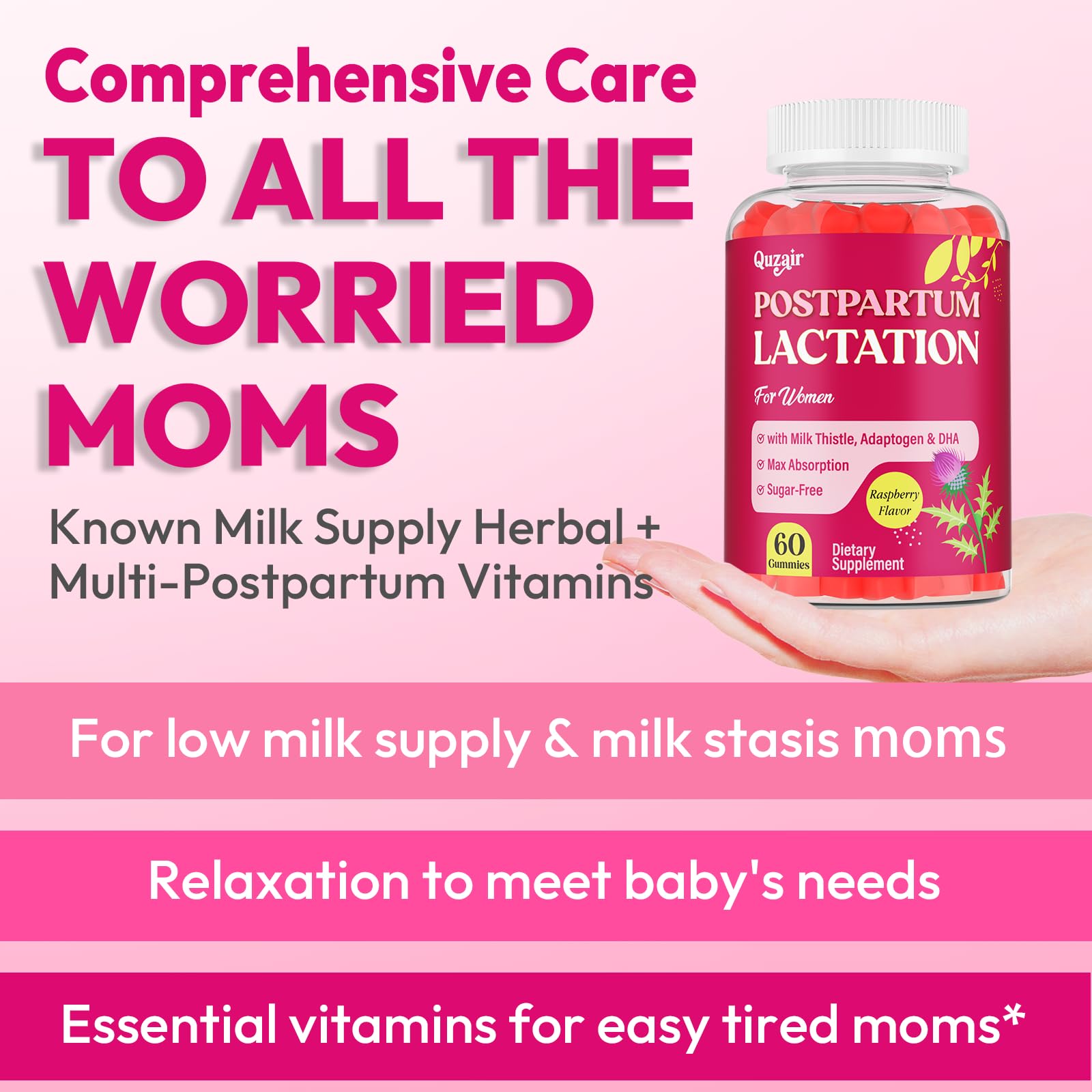 Quzair ingredients blend with moringa and milk thistle for lactation support