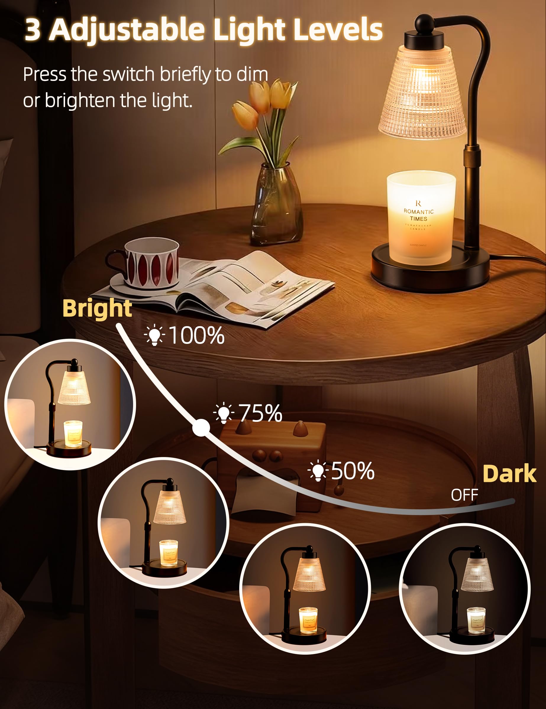 Quzhunoo jar candle warmer with 2h timer supports relaxed evenings.