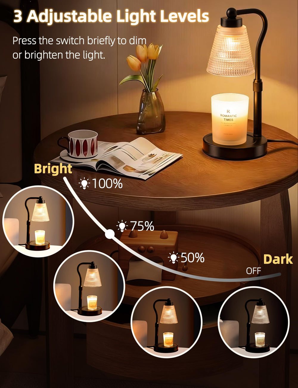 Quzhunoo jar candle warmer with 2h timer supports relaxed evenings.