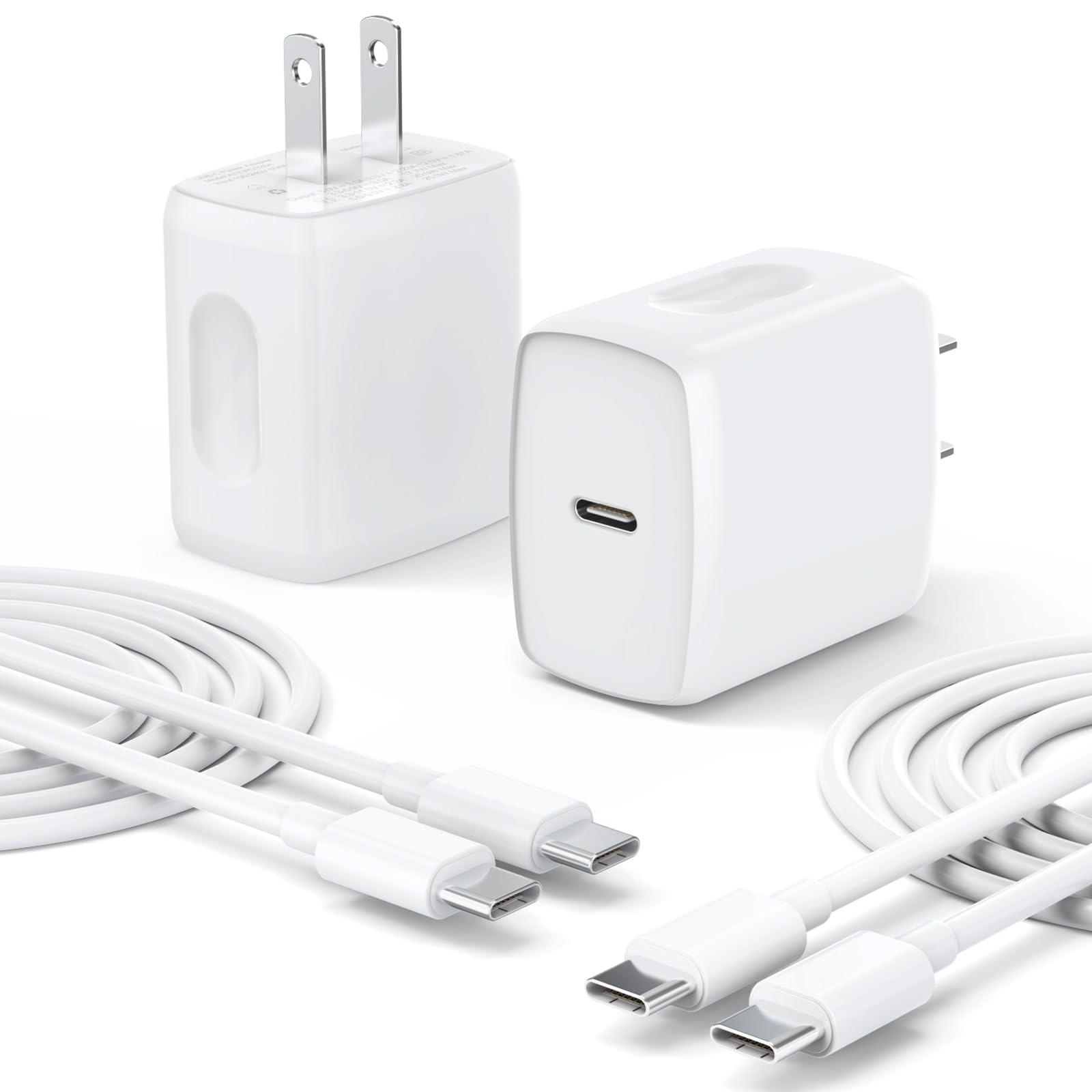 QUZUDN 25W USB-C charger front view powers devices quickly and safely.