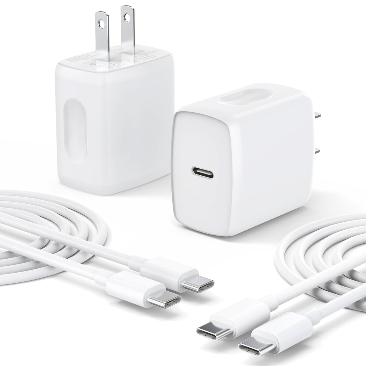 QUZUDN 25W USB-C charger front view powers devices quickly and safely.