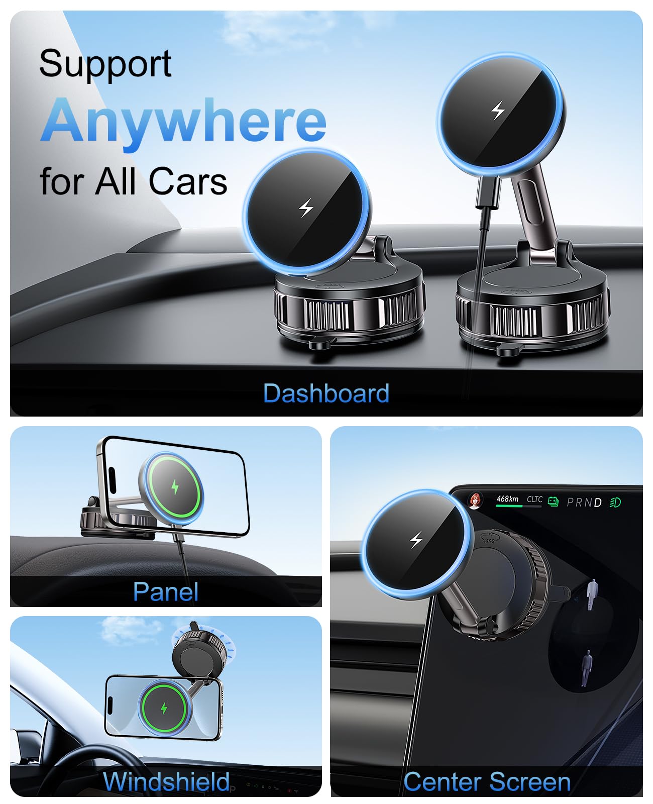 QUZUDN 360-degree rotation and dual-axis arms for flexible viewing