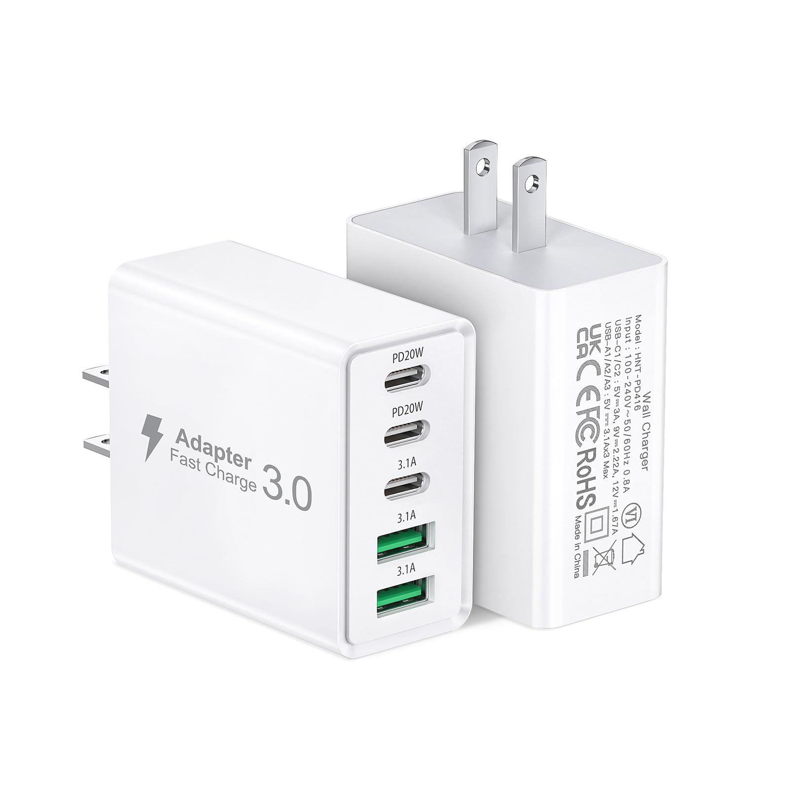 Qwinjwin 2-pack 50W USB-C charger front view for home or travel.