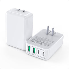 Qwinjwin flat USB-C wall charger, front view, ideal for tight spaces beside a bed