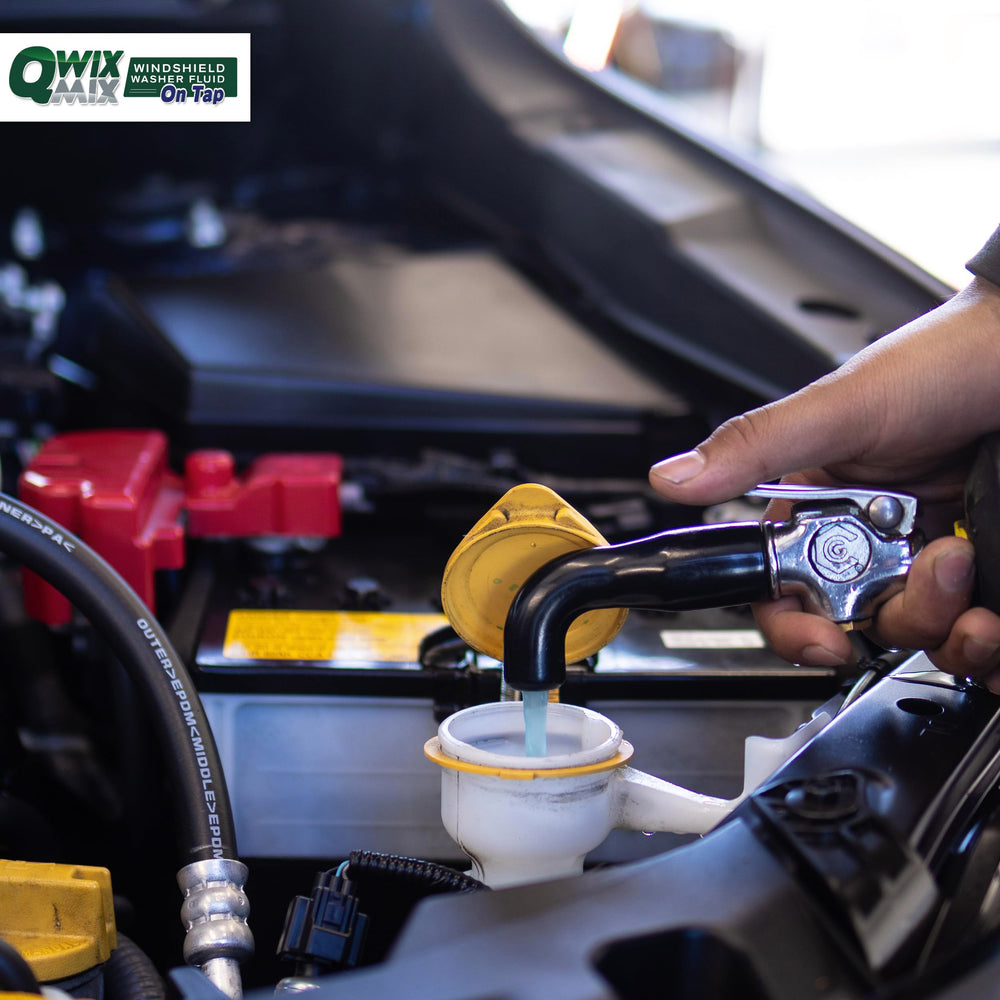 Garage bulk-use setup with Qwix Mix concentrate for multiple vehicles