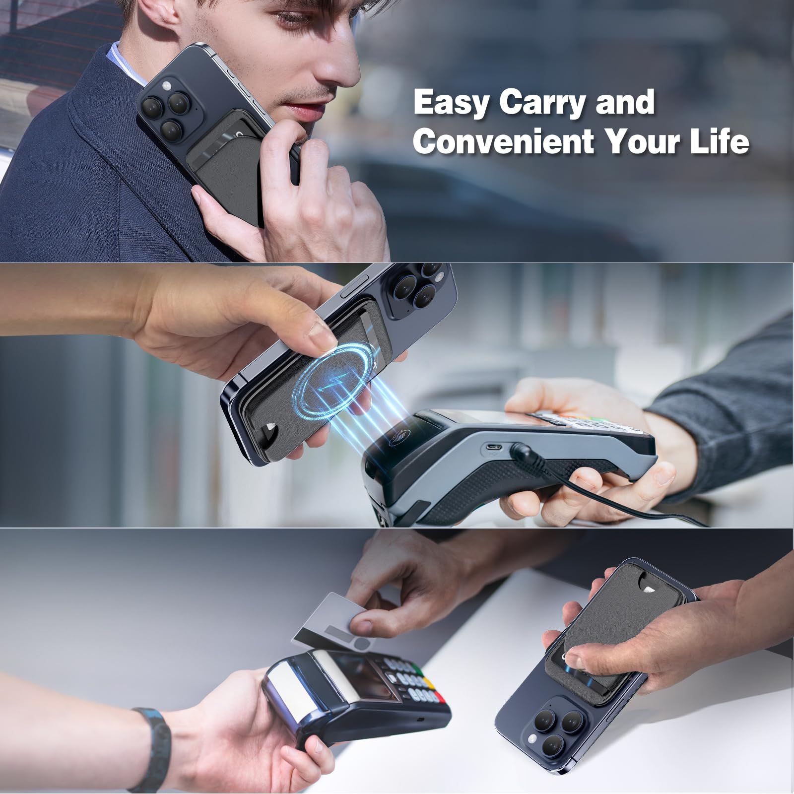 QYQBOON Mag-Safe Wallet compatible with iPhone 17 to 12 Pro, not Mini