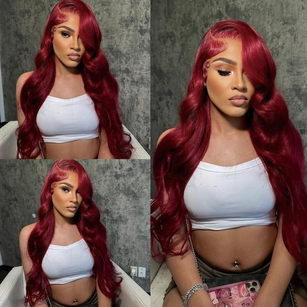 QZOQZO 99J burgundy lace front wig 180 density adds fullness