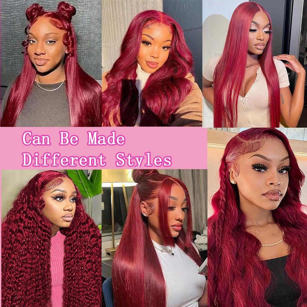 QZOQZO 99J burgundy lace front wig glueless cap offers comfortable wear