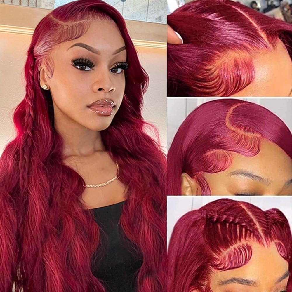 QZOQZO burgundy wig ideal for parties and celebrations with eye-catching color.
