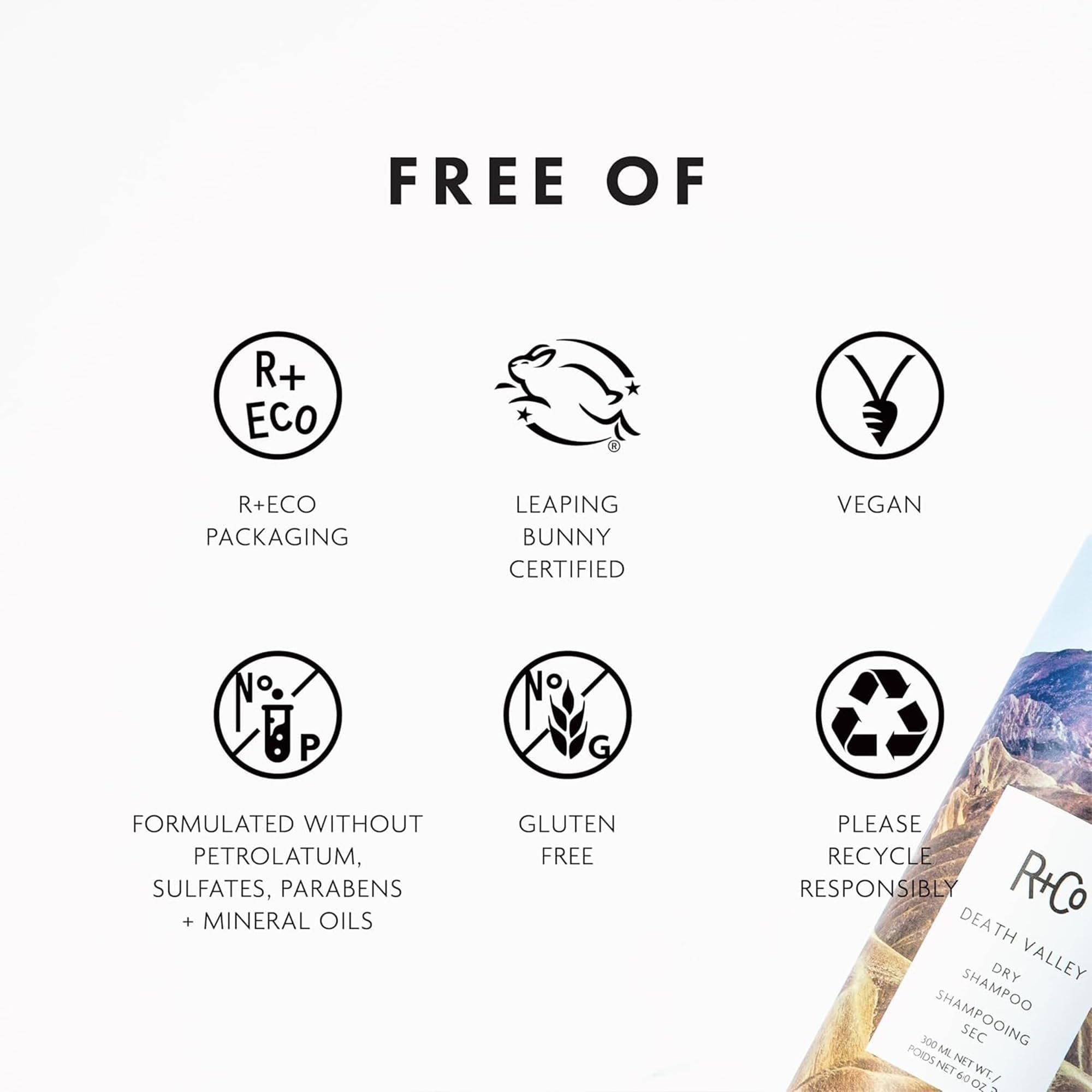 R+Co Death Valley dry shampoo dispense demonstrates quick refresh between washes.