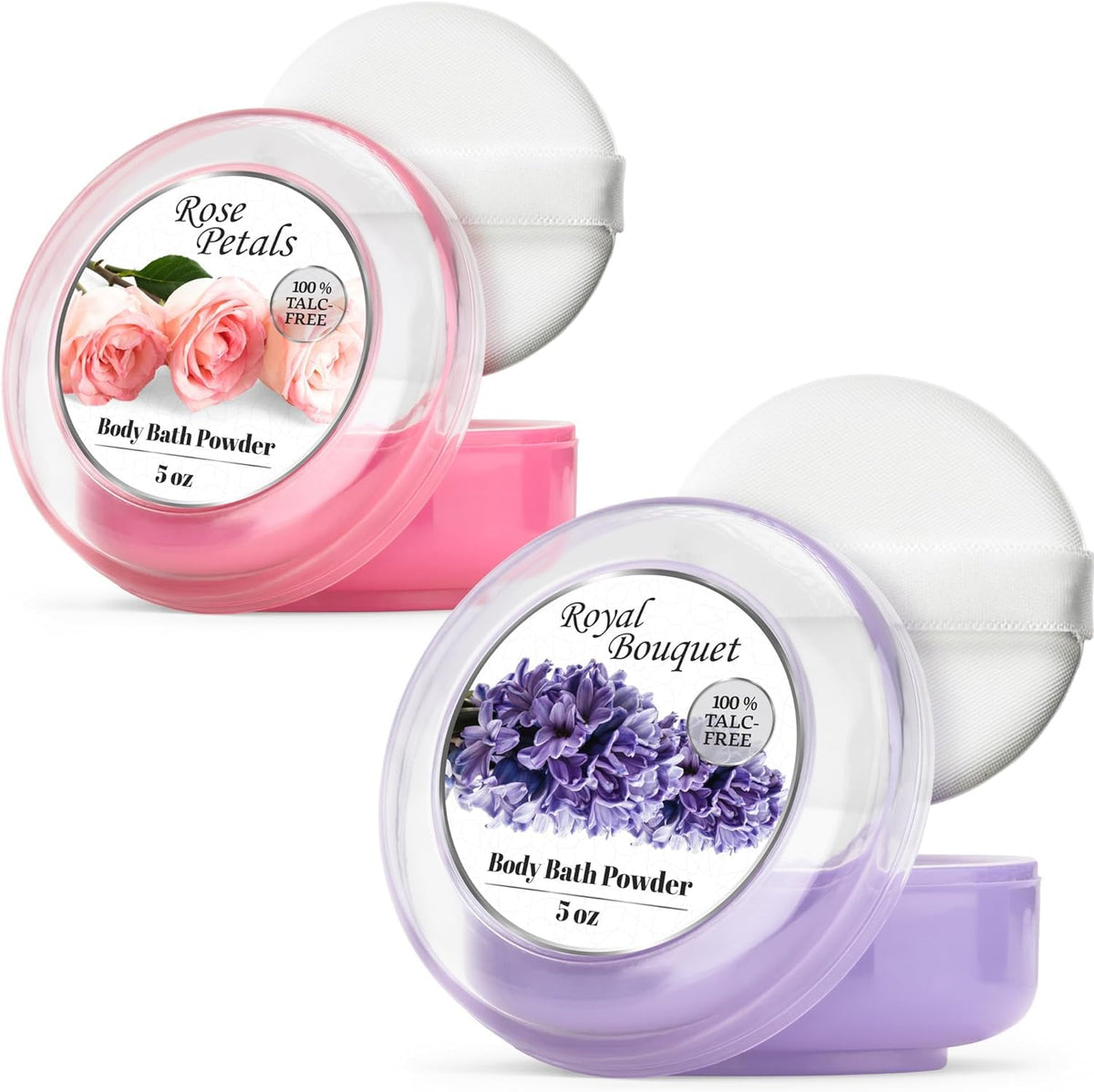 R-NEU 2-pack body powder with plush puff for easy, mess-free application