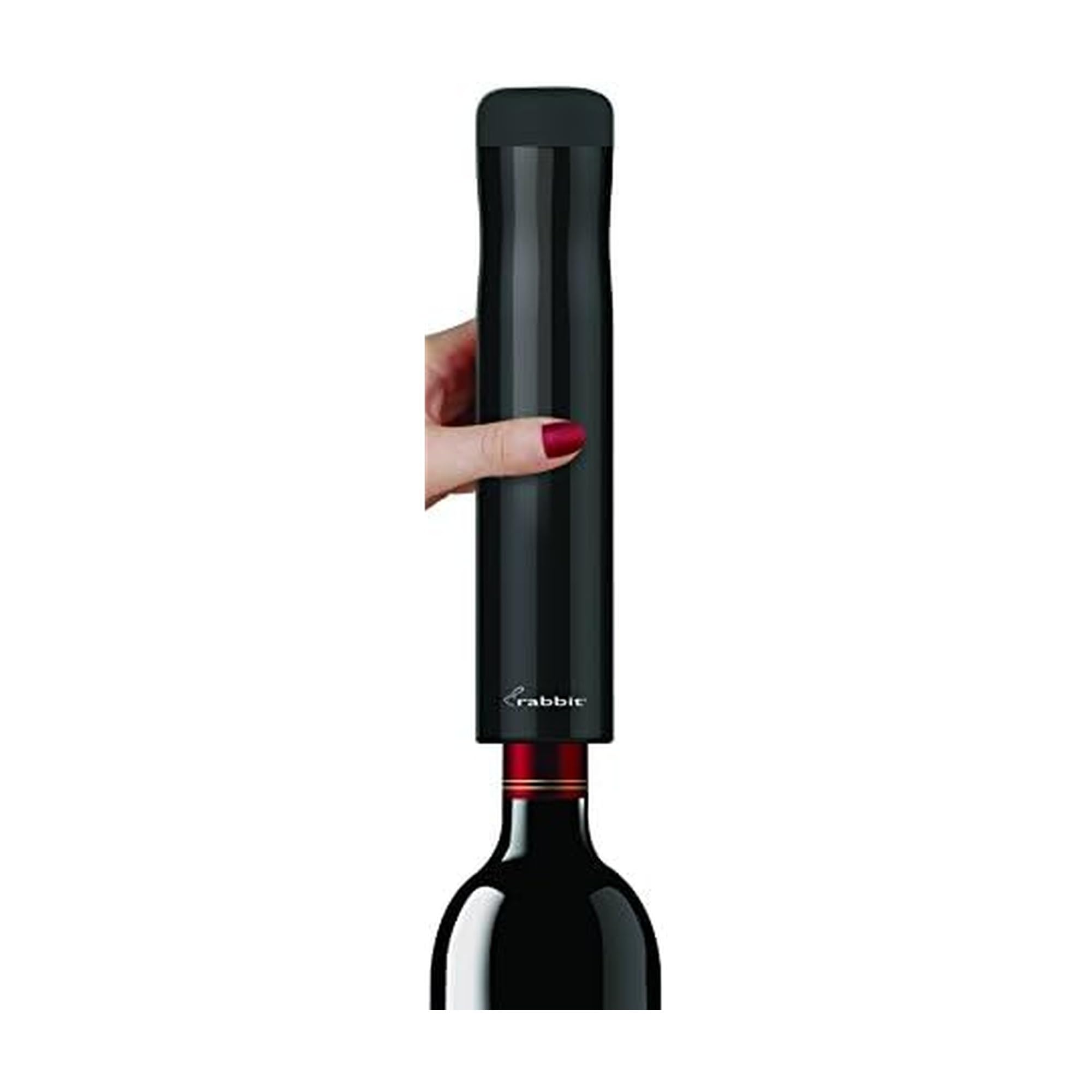 Rabbit Automatic Corkscrew on bar for easy entertaining and quick wine access