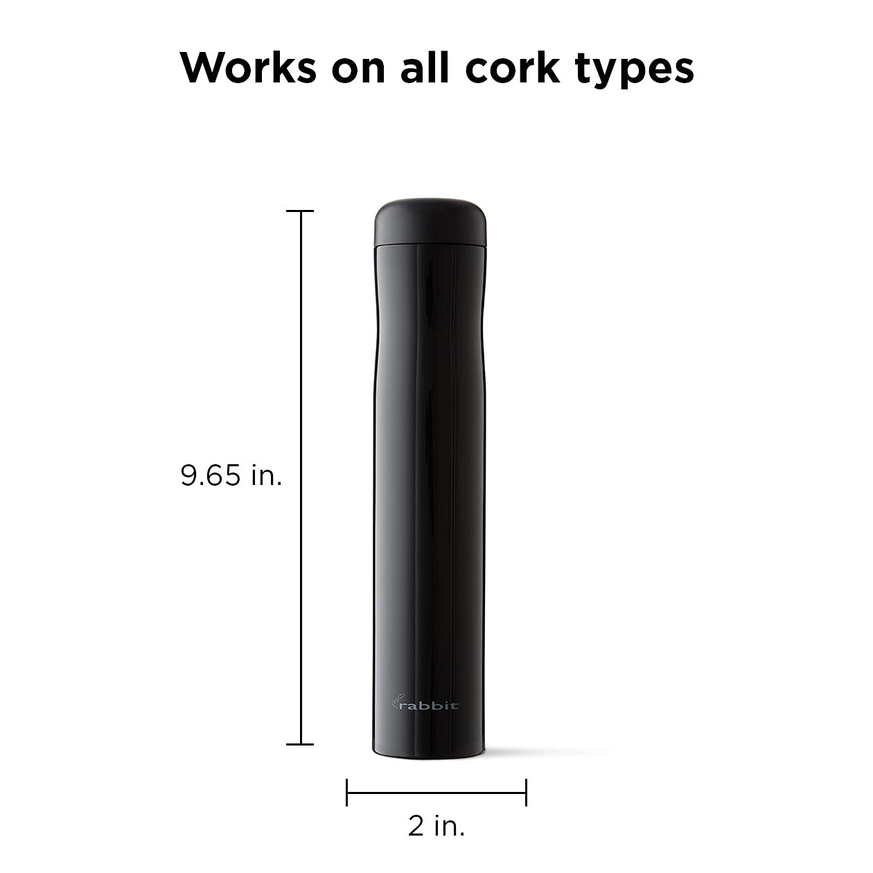 Rabbit electric corkscrew close-up showing a sleek cordless design in action