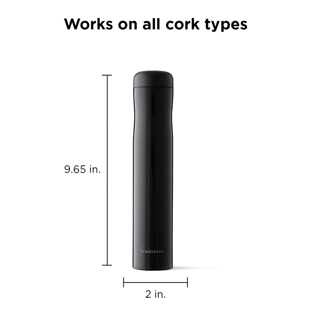 Rabbit electric corkscrew close-up showing a sleek cordless design in action
