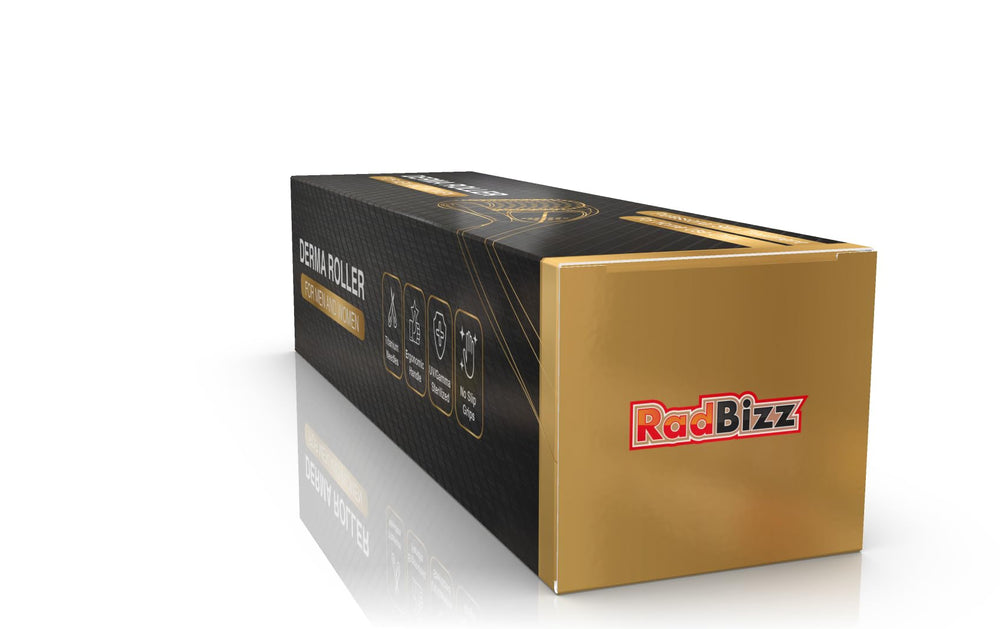 RadBizz Derma Roller in use on skin for routine