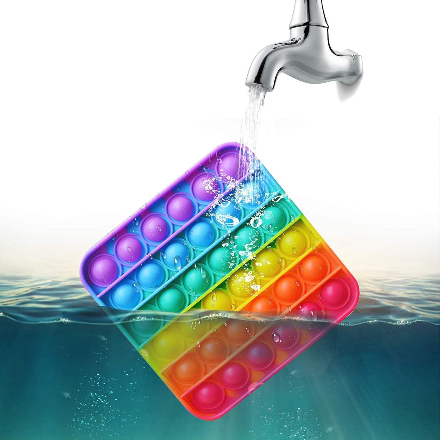 RadBizz Push Pop Rainbow Square suitable for all ages and settings.